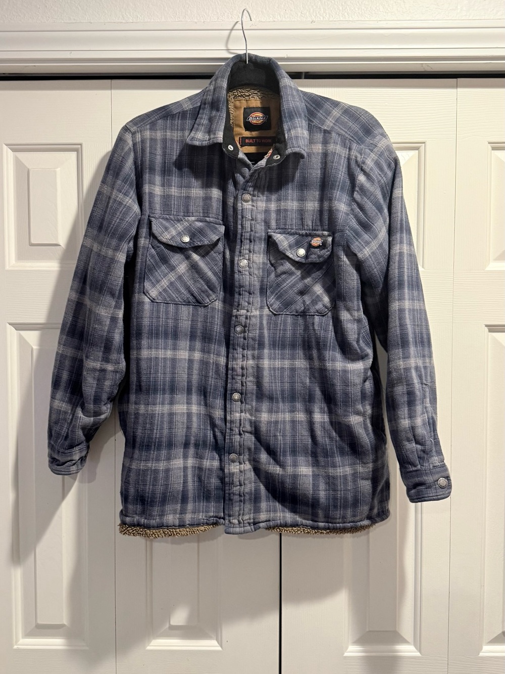 Dickies Blue Plaid Sherpa-Lined Shirt Jacket